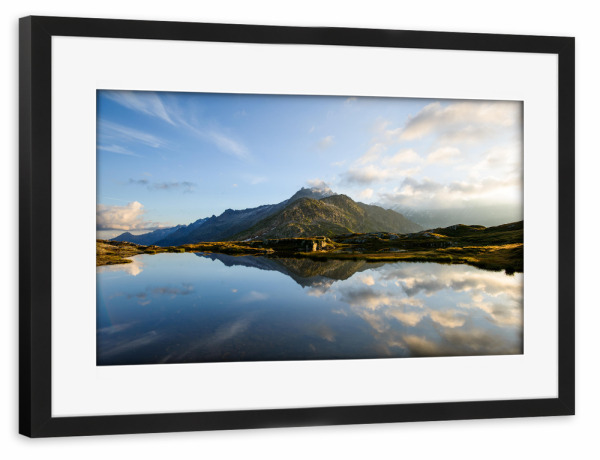 Poster mit Rahmen schwarz "Scenic view of Grimsel" artboxONE - Natur