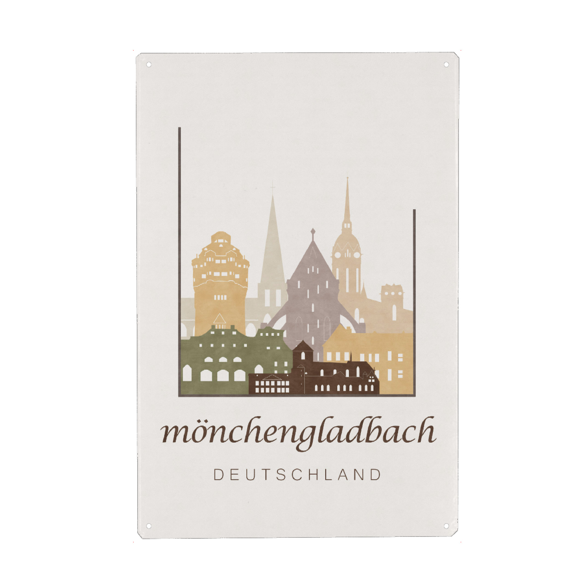 Metall Poster "Mönchengladbach rustic skyline" artboxONE - Städte,Kartografie