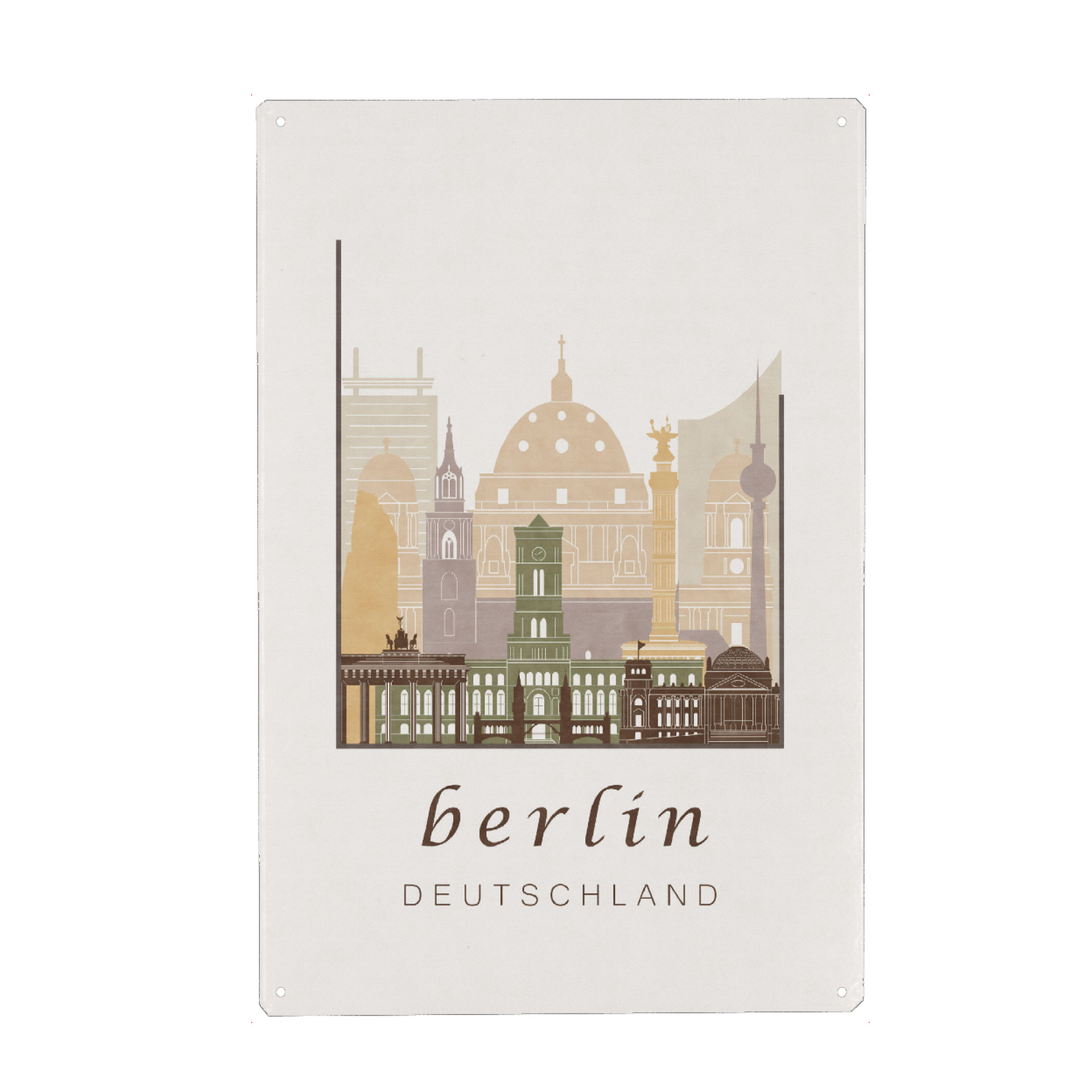 Holzbild "Berlin rustic skyline" artboxONE - Städte / Berlin,Kartografie - Berlin,Germany,Deutschland,Skyline,Cityscape,Travel