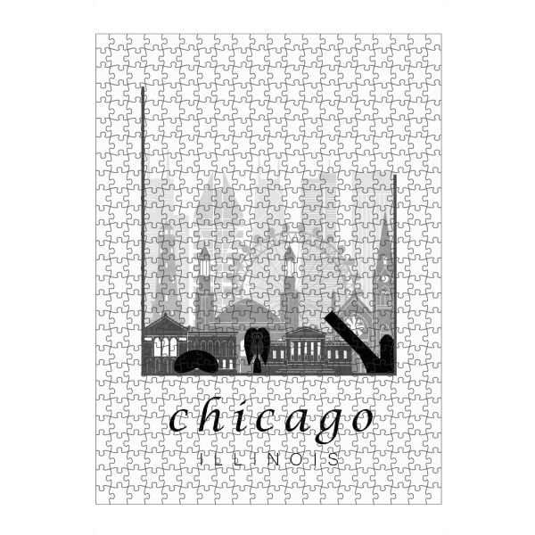 Puzzle Ravensburger "Chicago skyline black & white" artboxONE - Schwarzweiß,Städte / Chicago,Kartografie