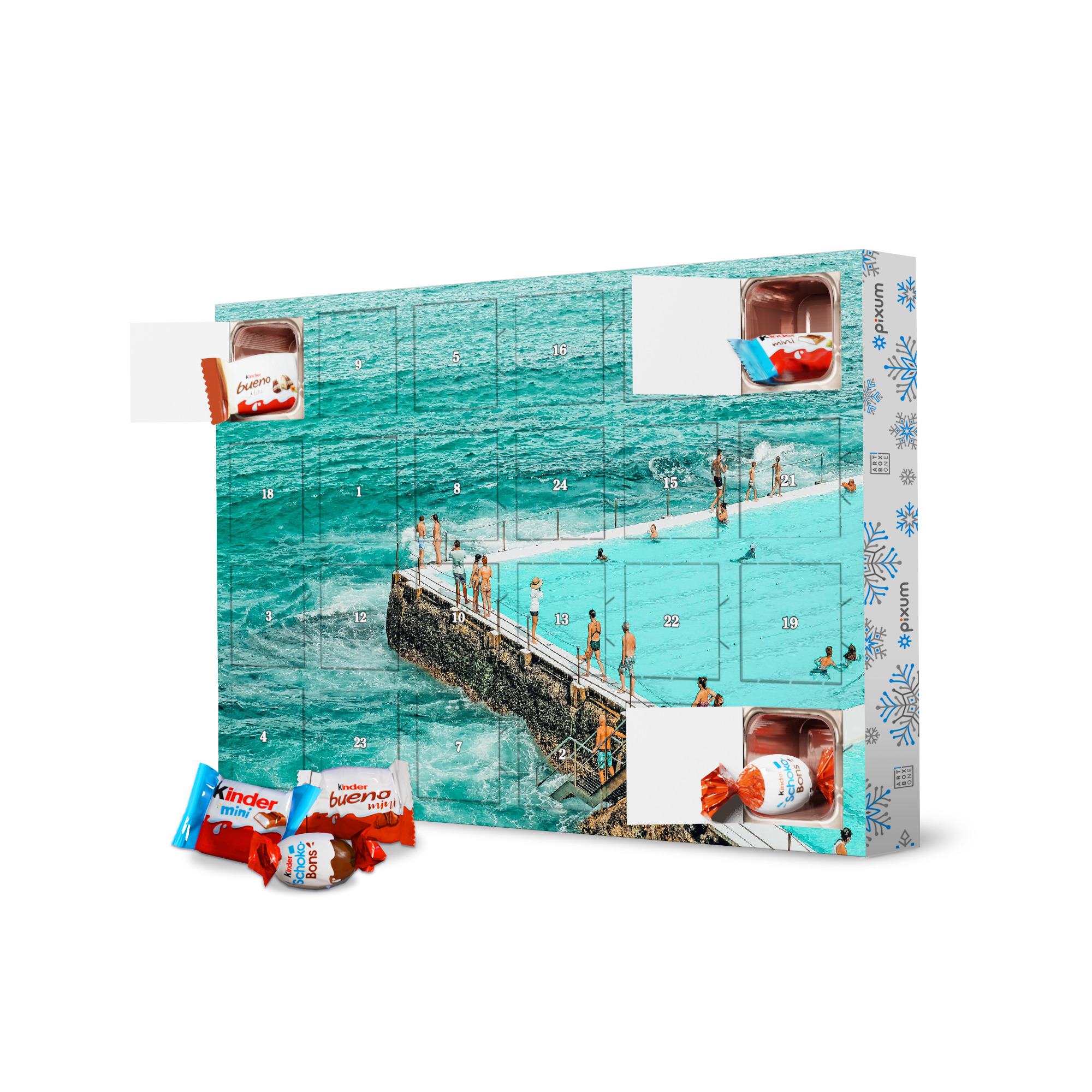 Adventskalender mit Produkten von Kinder Pool Parties artboxONE Adventskalender Menschen