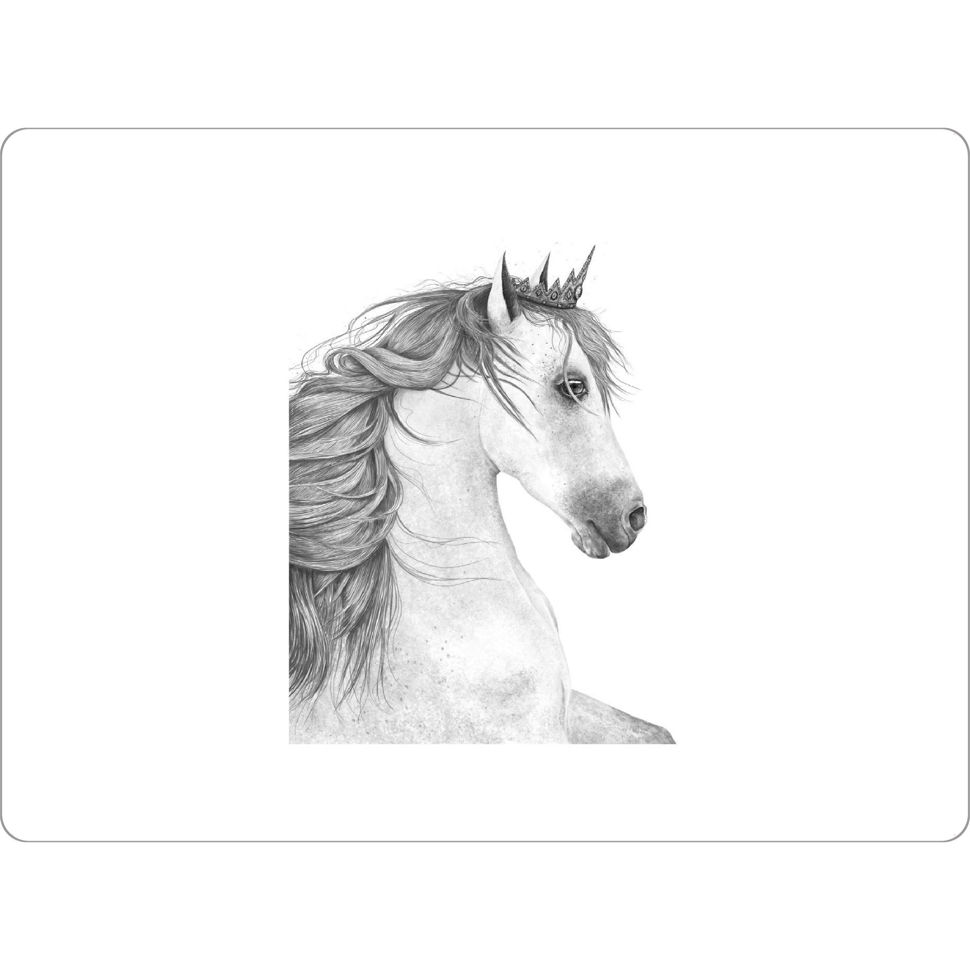 Tischset "Queen horse" artboxONE - Tiere,Schwarzweiß,Für Mama,Lustig - Queen,Horse,Black and white,Royal,Beauty - Bild queen