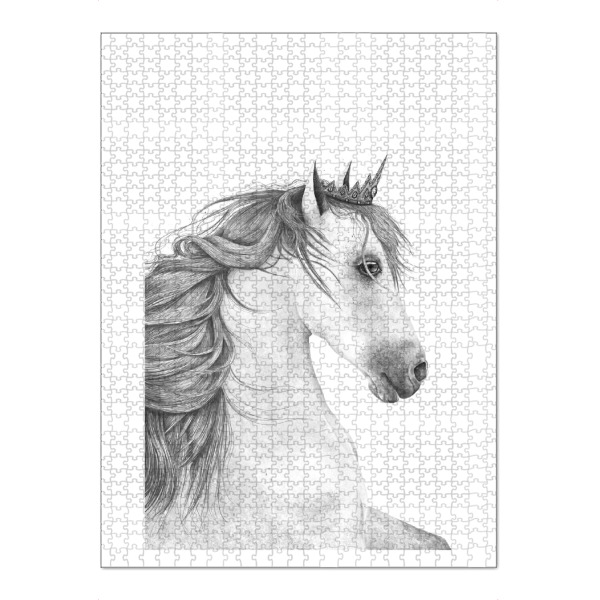 Puzzle Ravensburger "Queen horse" artboxONE - Tiere,Schwarzweiß,Für Mama,Lustig - Queen,Horse,Black and white,Royal,Beauty - Bild queen