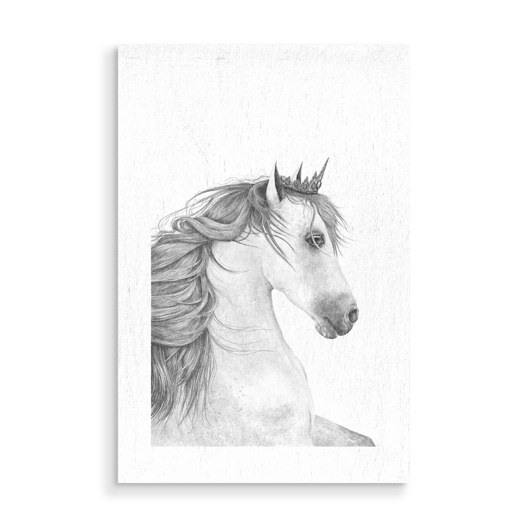 Holzbild "Queen horse" artboxONE - Tiere,Schwarzweiß,Für Mama,Lustig - Queen,Horse,Black and white,Royal,Beauty