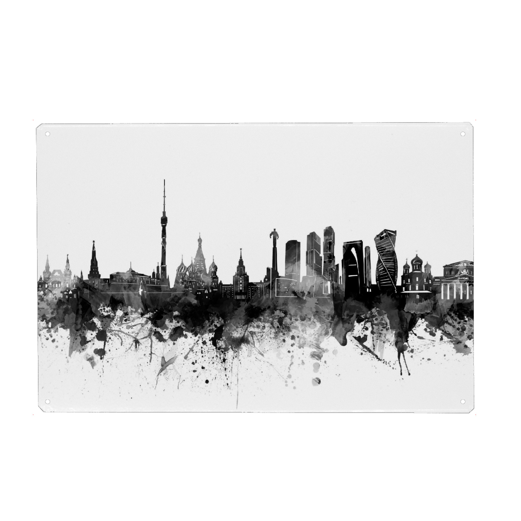 Metall Poster "Moscow skyline black" artboxONE - Städte,Reise,Schwarzweiß,Architektur