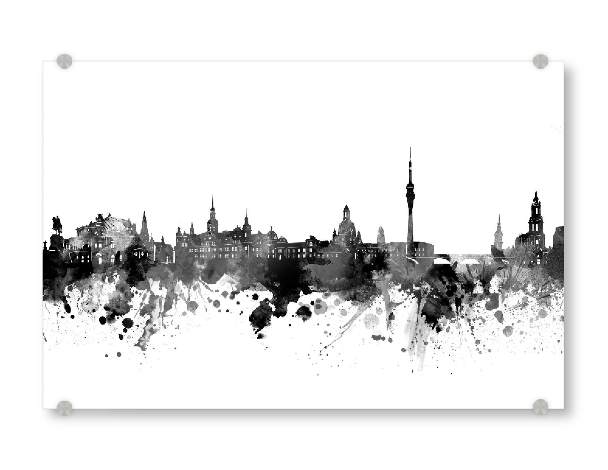 Acrylglasbild "Dresden skyline black" artboxONE - Städte,Schwarzweiß,Architektur,Städte / Dresden