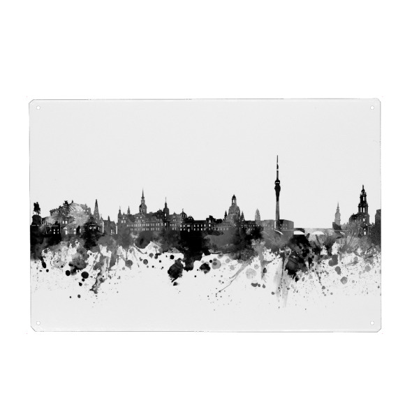 Holzbild "Dresden skyline black" artboxONE - Städte,Schwarzweiß,Architektur,Städte / Dresden