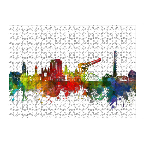Puzzle Ravensburger "Glasgow skyline wateroclor" artboxONE - Städte,Reise,Architektur