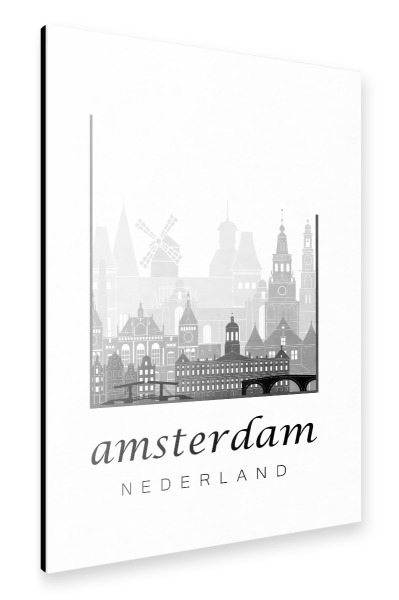 Alu-Dibond "Amsterdam skyline black & white" 30x20 cm artboxONE