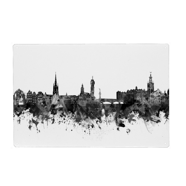 Holzbild "Stockholm skyline black" artboxONE - Städte,Schwarzweiß,Städte / Stockholm