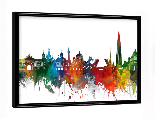Poster mit schwarzem Rahmen "Saint Petersburg watercolor" artboxONE - Städte,Reise,Städte / Sankt Petersburg