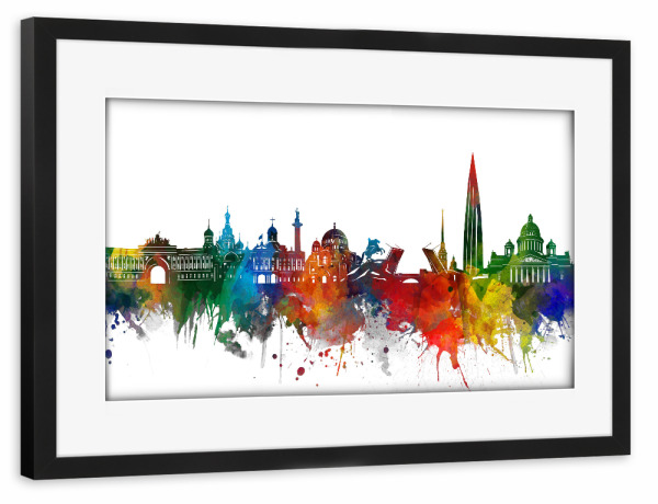 Poster mit Rahmen schwarz "Saint Petersburg watercolor" artboxONE - Städte,Reise,Städte / Sankt Petersburg