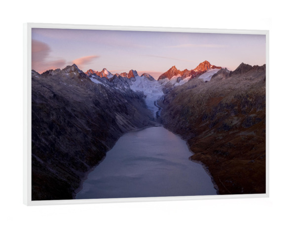 Poster mit weißem Rahmen "Aerial view of Grimsel Oberaar" artboxONE - Natur