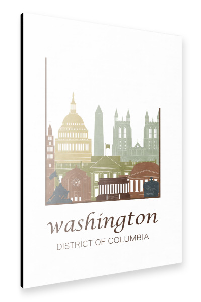 Alu-Dibond "Washington DC skyline light brown" 30x20 cm artboxONE