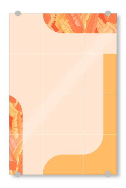 Acrylglasbild "Mid-Century Tropical Orange Mood" artboxONE - Abstrakt - Mid-century-modern,Exotic,Tropical leaves,Sommerliche wandbilder