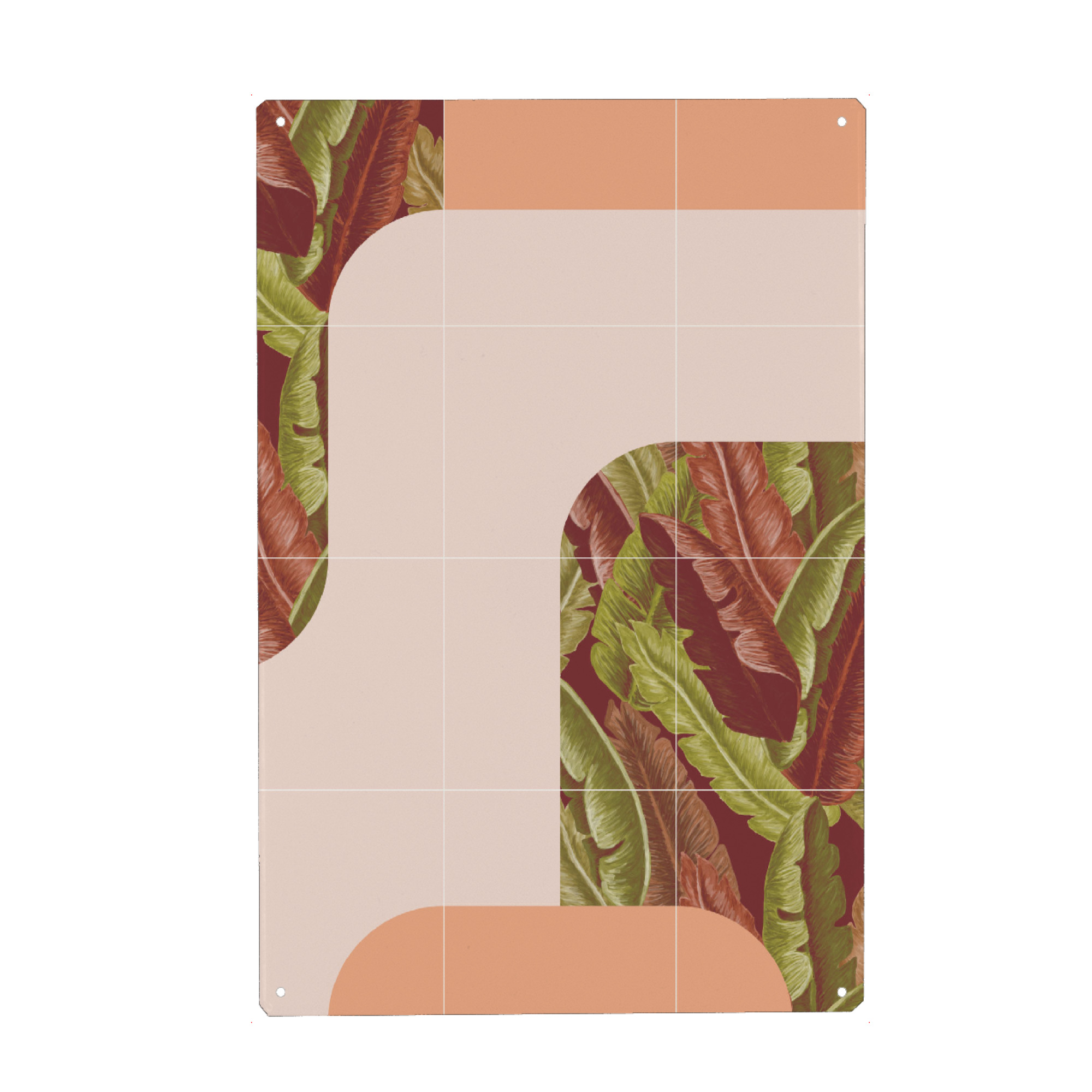 Holzbild "Mid-Century Tropical Style" artboxONE - Abstrakt - Mid-century-modern,Exotic,Tropical leaves