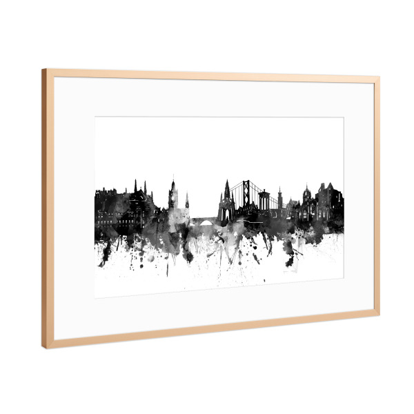 Poster mit Rahmen Kupfer "Edinburgh skyline black" artboxONE - Städte,Reise,Schwarzweiß