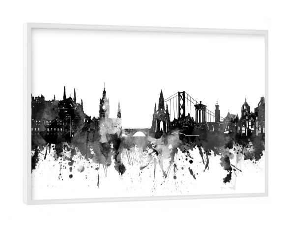 Poster mit weißem Rahmen "Edinburgh skyline black" artboxONE - Städte,Reise,Schwarzweiß