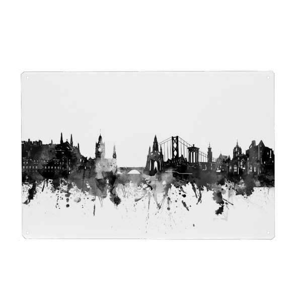 Metall Poster "Edinburgh skyline black" artboxONE - Städte,Reise,Schwarzweiß