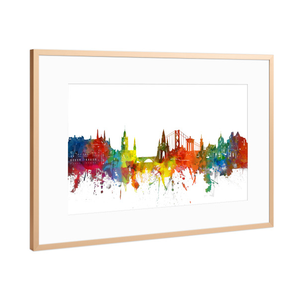 Poster mit Rahmen Kupfer "Edinburgh skyline watercolor" artboxONE - Städte,Architektur