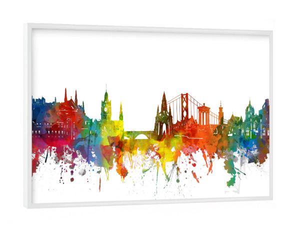Poster mit weißem Rahmen "Edinburgh skyline watercolor" artboxONE - Städte,Architektur