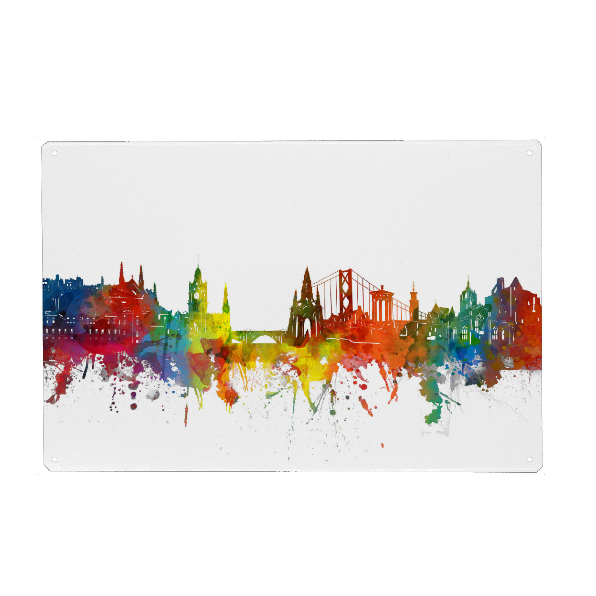 Metall Poster "Edinburgh skyline watercolor" artboxONE - Städte,Architektur
