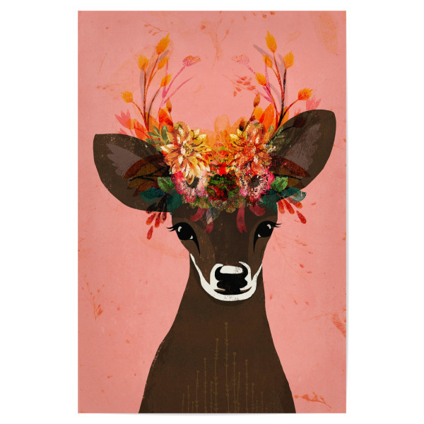 Poster "Reh mit Blumenkranz" artboxONE - Floral,Tiere