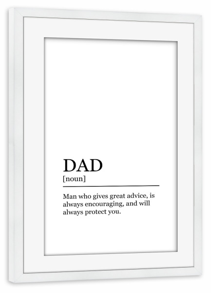 Poster mit Rahmen weiß "Definition Dad I" artboxONE - Schwarzweiß,Für Papa