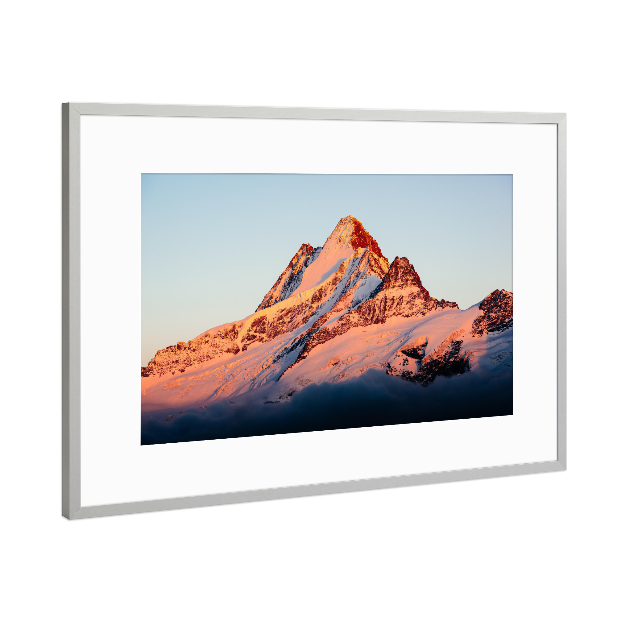 Poster mit Rahmen Silber "Schreckhorn" artboxONE - Natur