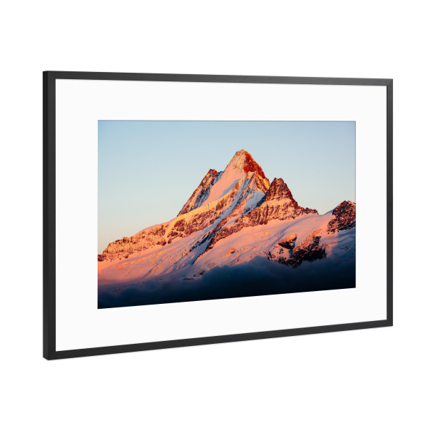 Poster mit Rahmen Schwarz (Metallic) "Schreckhorn" artboxONE - Natur