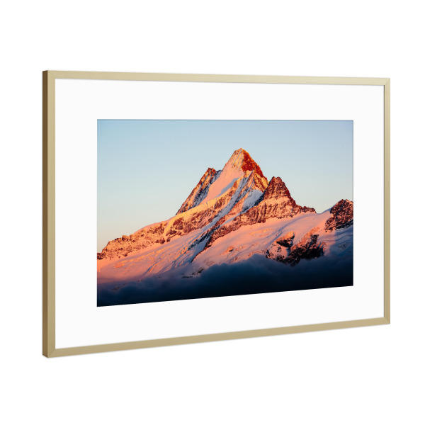 Poster mit Rahmen Gold "Schreckhorn" artboxONE - Natur