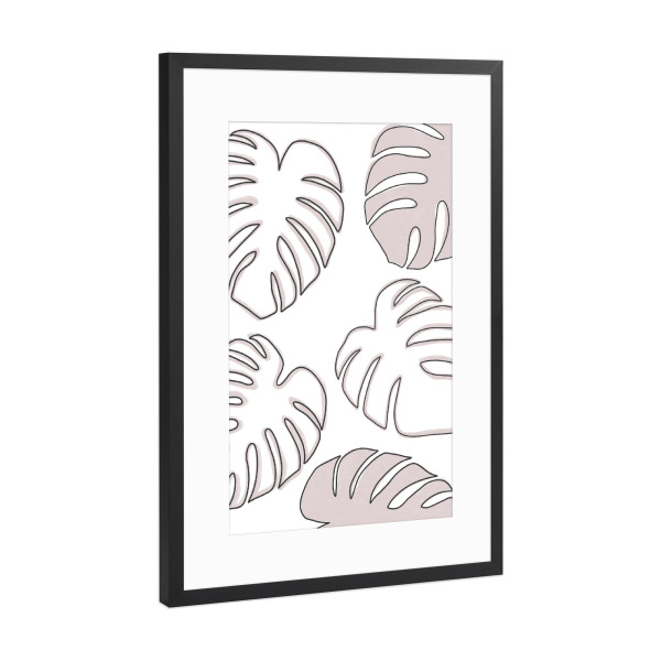 Poster mit Rahmen Schwarz (Metallic) "Earthy Monstera Leafs" artboxONE - Natur,Abstrakt - Leaf,Pflanze,Naturtöne,Illustration