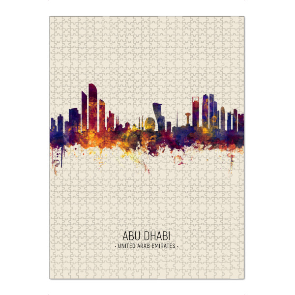 Puzzle Ravensburger "Abu Dhabi Skyline Beige" artboxONE - Städte - Abu dhabi,United arab emirates,Skyline,Cityscape,Painting,Watercolour,Stadtbild