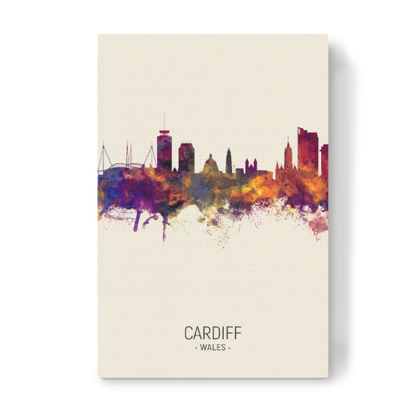 Leinwandbild "Cardiff Wales Skyline Beige" artboxONE - Städte - Cardiff,Wales,Skyline,Cityscape,Painting,Watercolour,Stadtbild