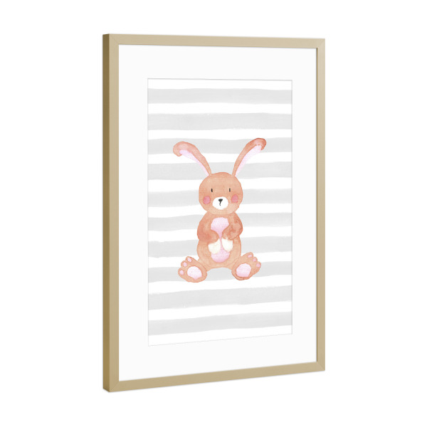 Poster mit Rahmen Gold "Bunny Nursery Decor" artboxONE - Für Kinder