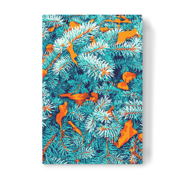 Leinwandbild "Winter Lush" artboxONE - Natur - Watercolor,Pattern,Winter,Lush,Nature,Botanical,Trees,Green,Snow,Leaves,Forest,Jungle,Wildlife,Coral