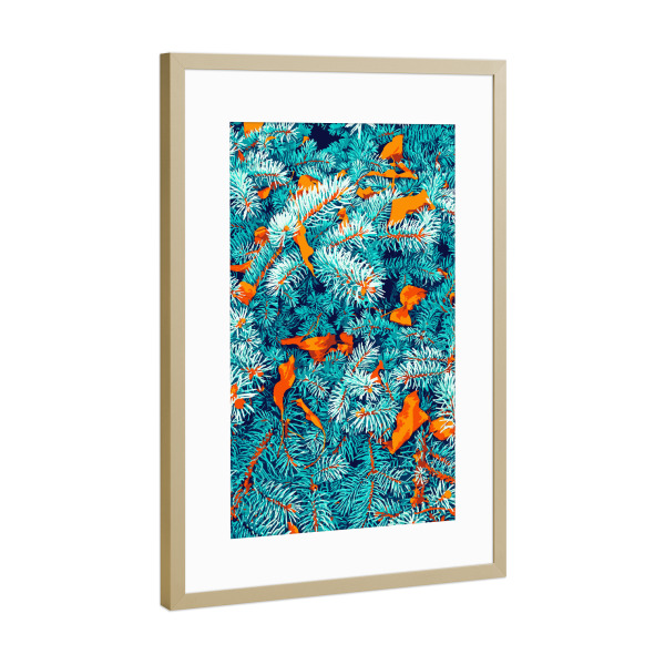 Poster mit Rahmen Gold "Winter Lush" artboxONE - Natur
