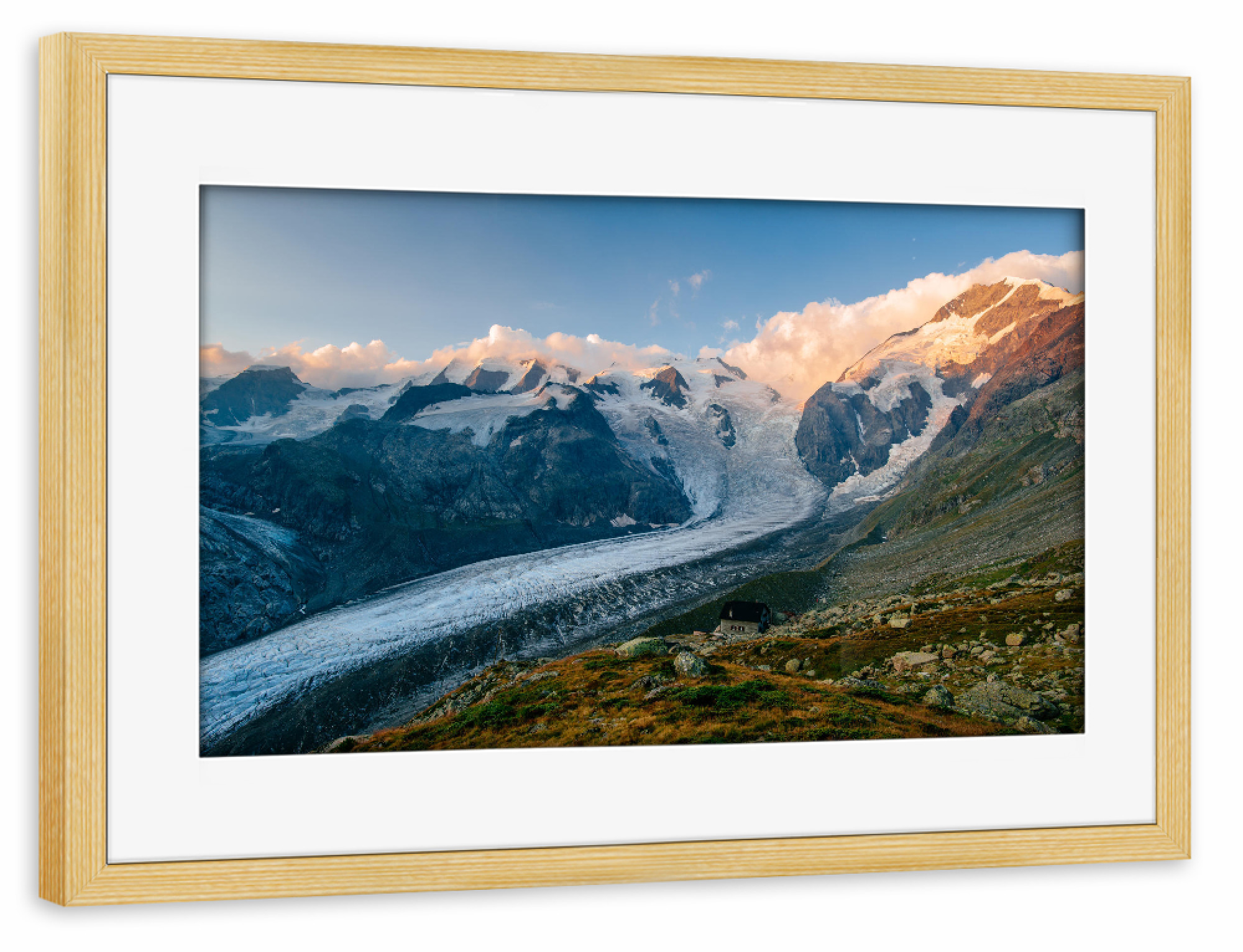 Poster mit Rahmen kiefer "Panorama of Morteratsch glacier" artboxONE - Natur