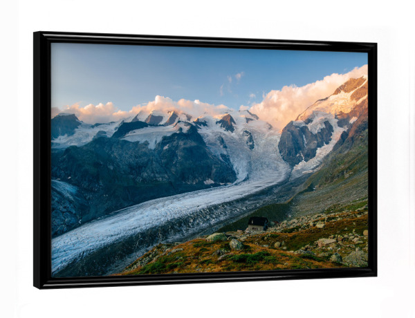 Poster mit schwarzem Rahmen "Panorama of Morteratsch glacier" artboxONE - Natur