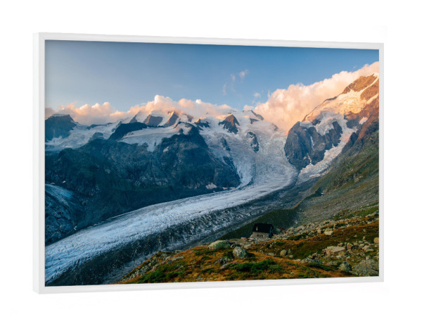 Poster mit weißem Rahmen "Panorama of Morteratsch glacier" artboxONE - Natur