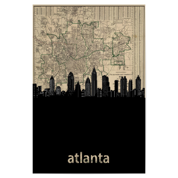 Poster 30x20 cm "Atlanta skyline map" artboxONE - Städte,Reise,Kartografie