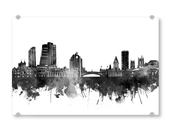 Acrylglasbild "Leeds skyline black" artboxONE - Städte,Reise,Schwarzweiß,Architektur