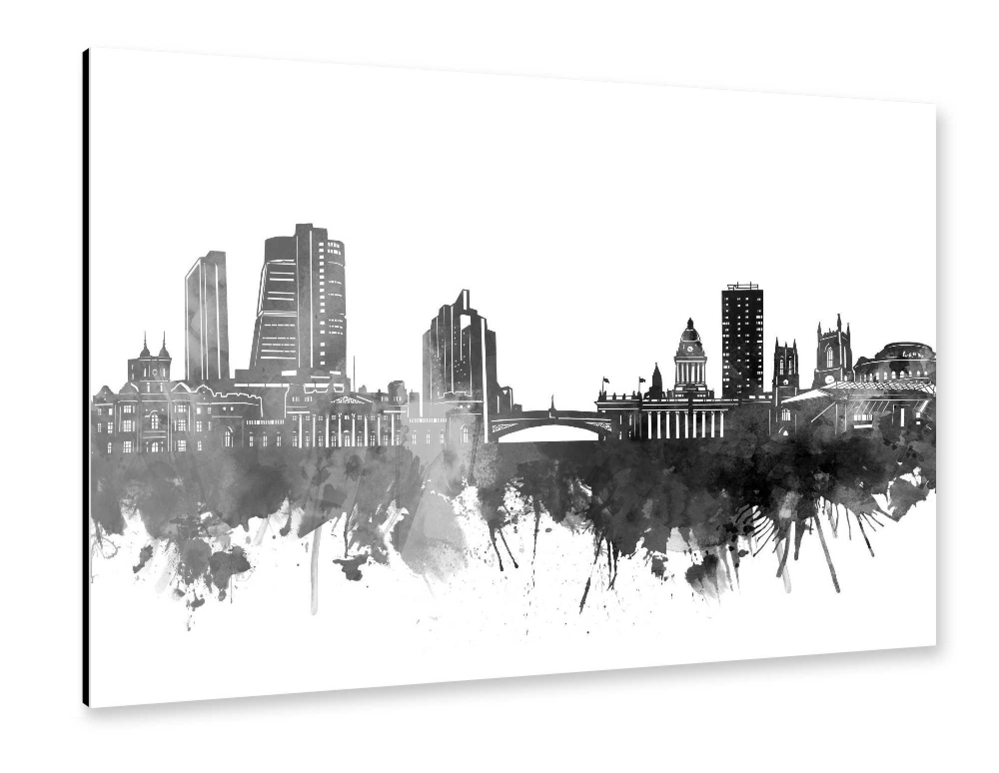 Alu-Dibond "Leeds skyline black" 30x20 cm artboxONE