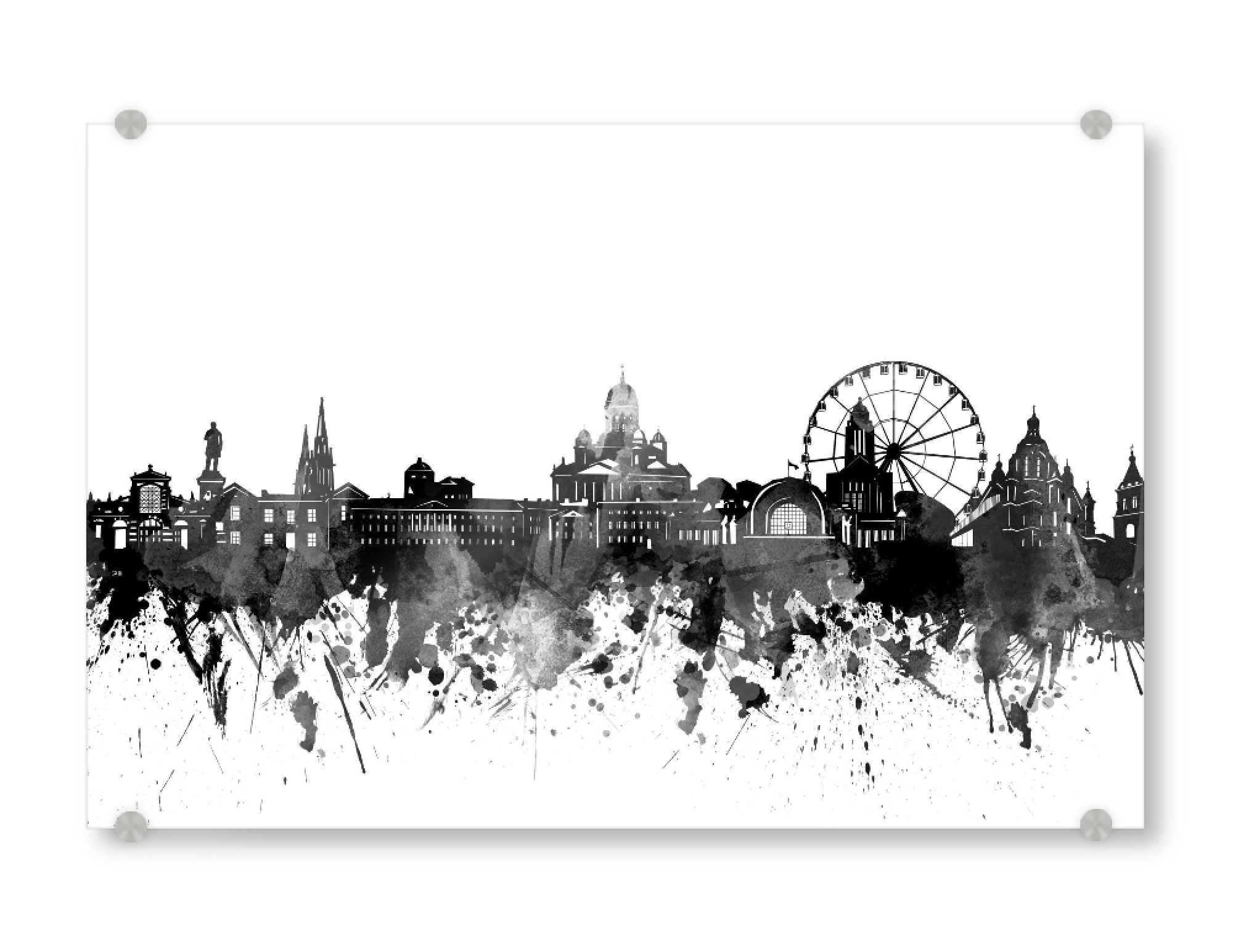 Acrylglasbild "Helsinki skyline black" artboxONE - Städte,Reise,Schwarzweiß,Architektur
