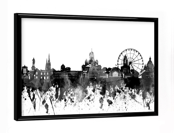 Poster mit schwarzem Rahmen "Helsinki skyline black" artboxONE - Städte,Reise,Schwarzweiß,Architektur