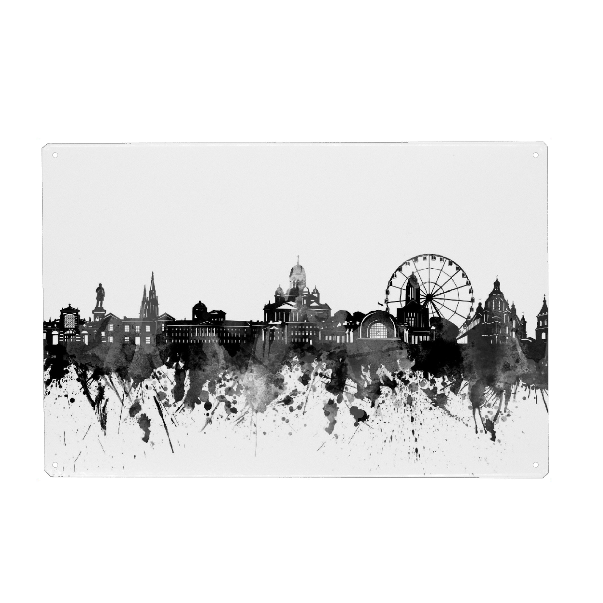Metall Poster "Helsinki skyline black" artboxONE - Städte,Reise,Schwarzweiß,Architektur