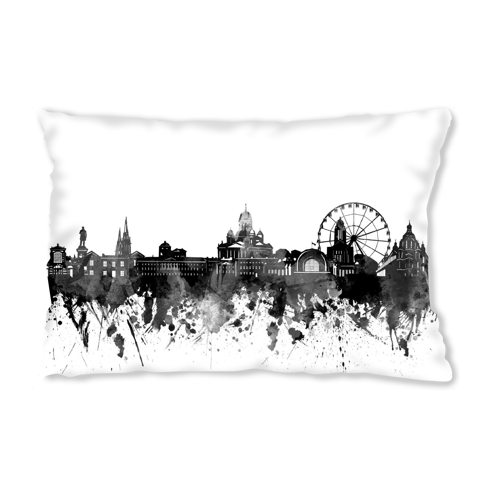 Design-Kissen "Helsinki skyline black" artboxONE - Städte,Reise,Schwarzweiß,Architektur