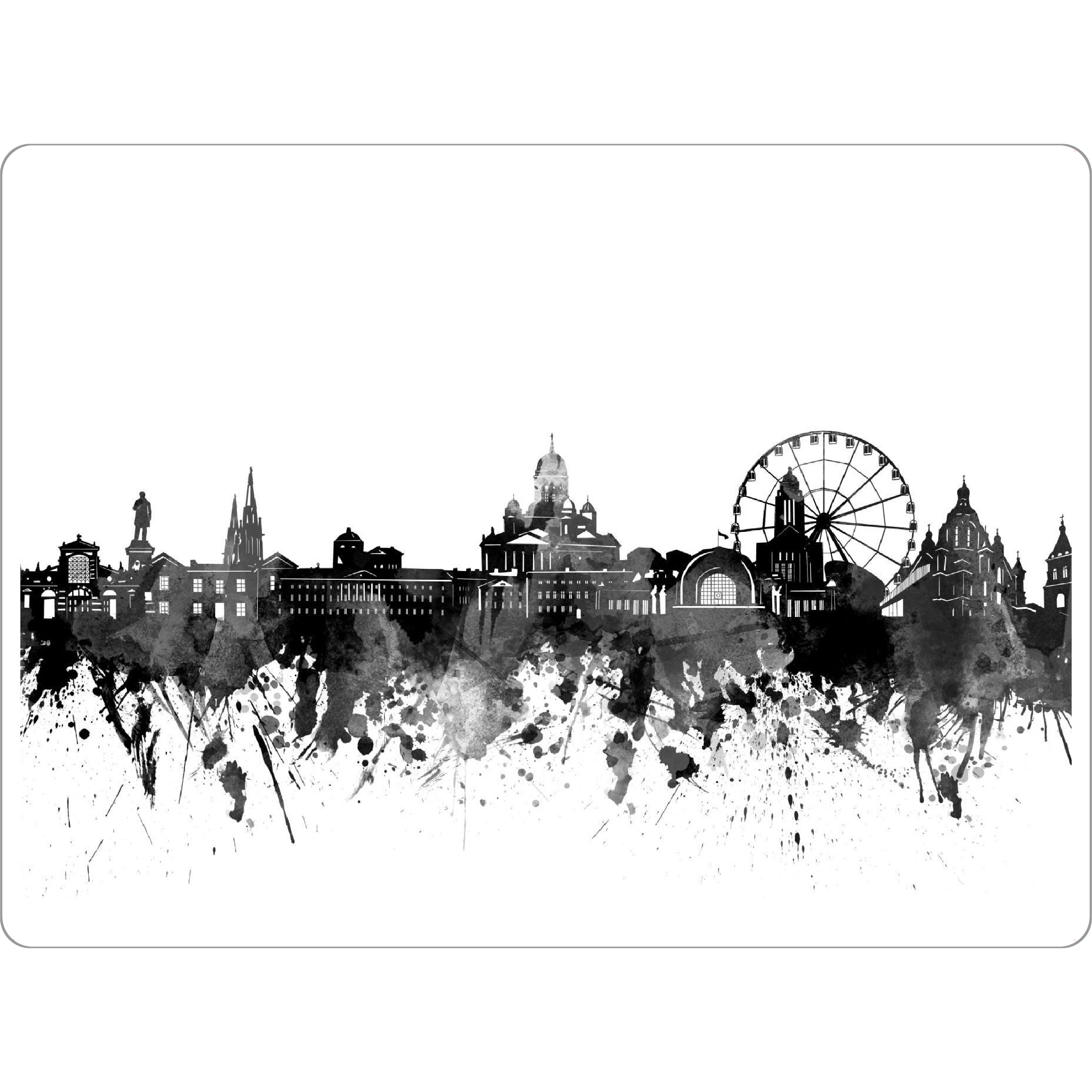Tischset "Helsinki skyline black" artboxONE - Städte,Reise,Schwarzweiß,Architektur