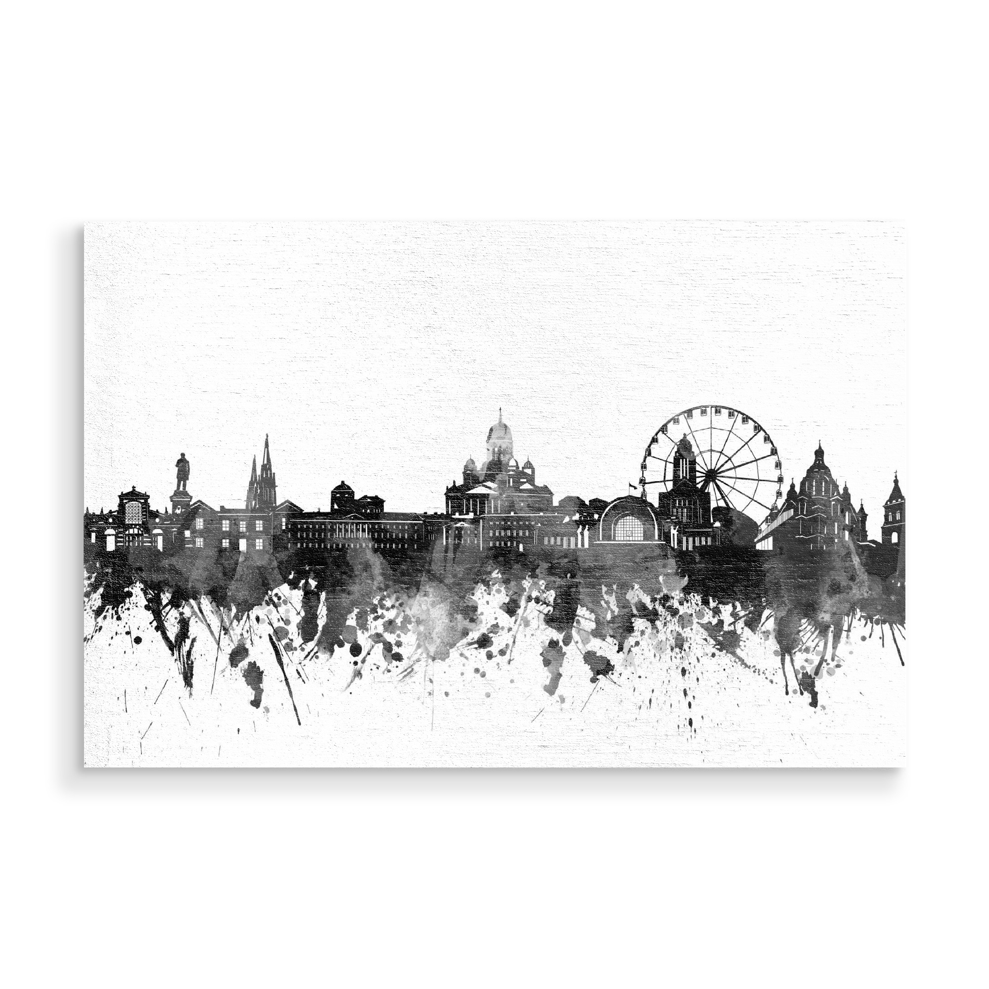 Holzbild "Helsinki skyline black" artboxONE - Städte,Reise,Schwarzweiß,Architektur