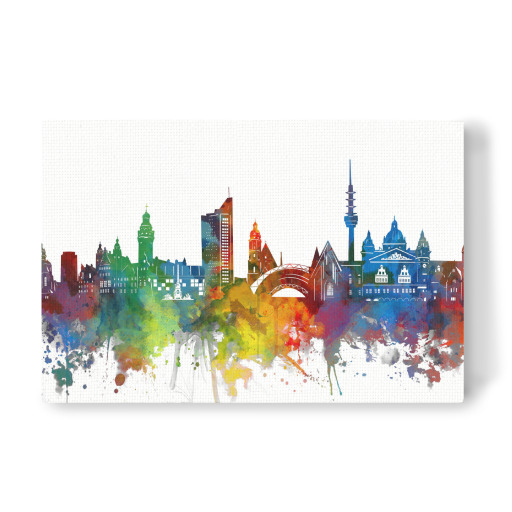 Leipzig skyline watercolor